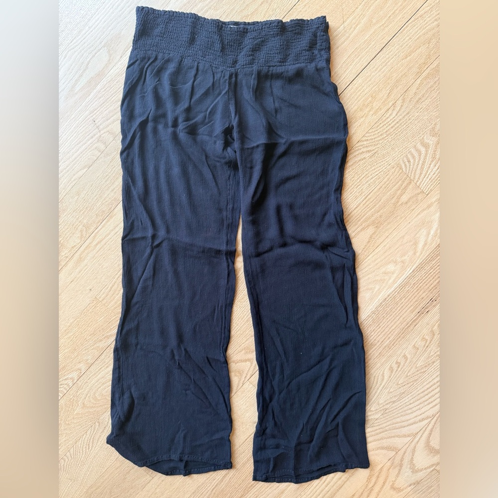 O'Neill Black Elastic Waist Wide-Leg Pants